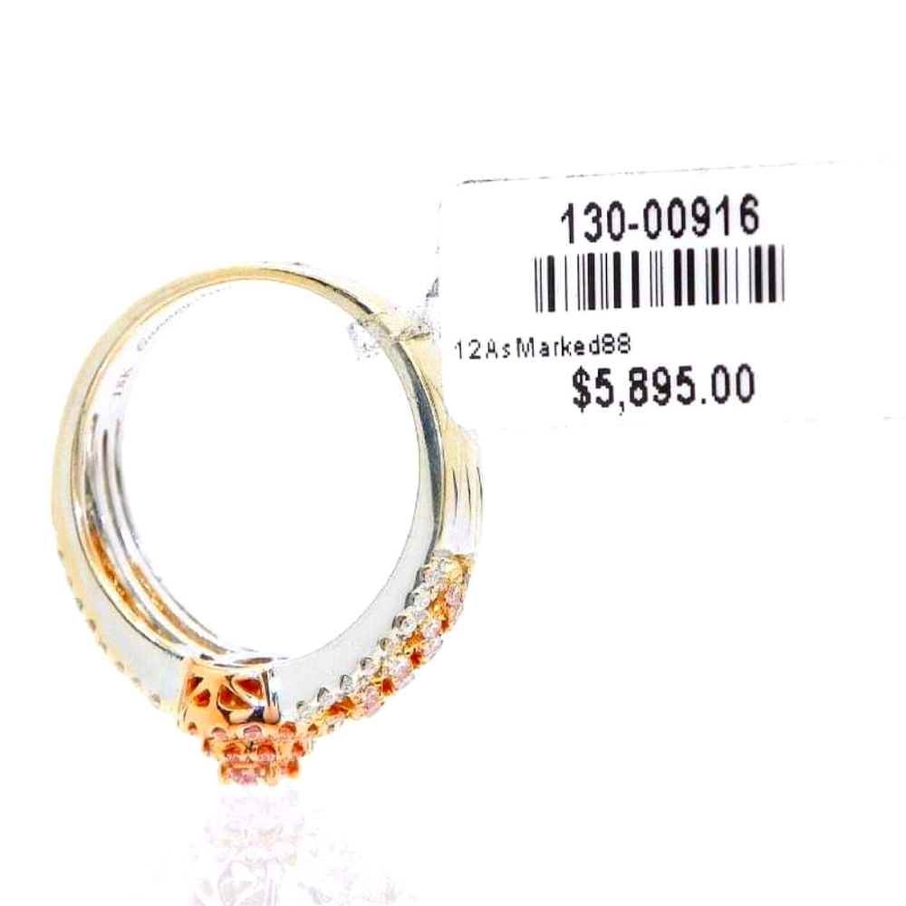 Solid 18K White Gold
, with pink Canary gold